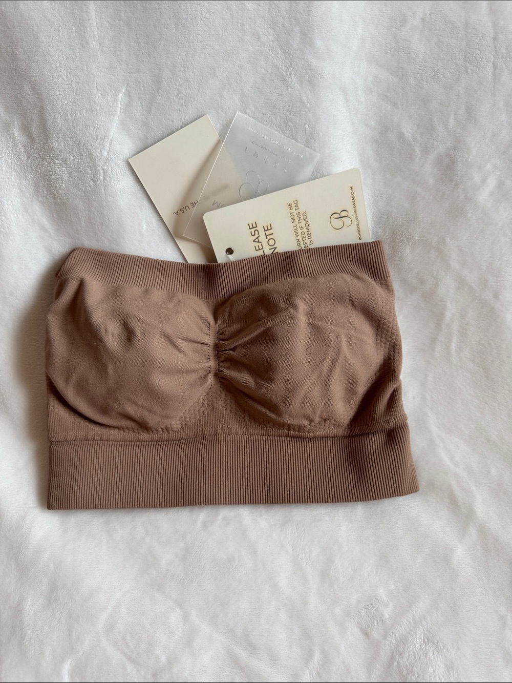 Bombshell Sportswear Strapless Bandeau in Mauve Taupe